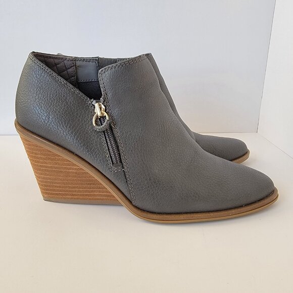 Dr. Scholl's Melody Faux Leather Gray Heeled Ankle Boots, Wedge Block Size 9.5 - Picture 3 of 13